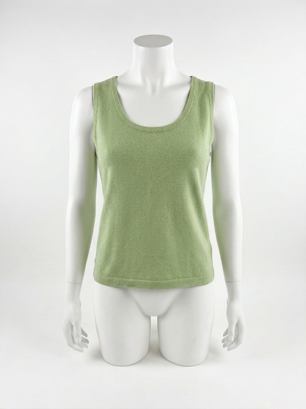 St. John Sport Santana Sage Olive Green Wool Knit Sleeveless Tank Top Size Large